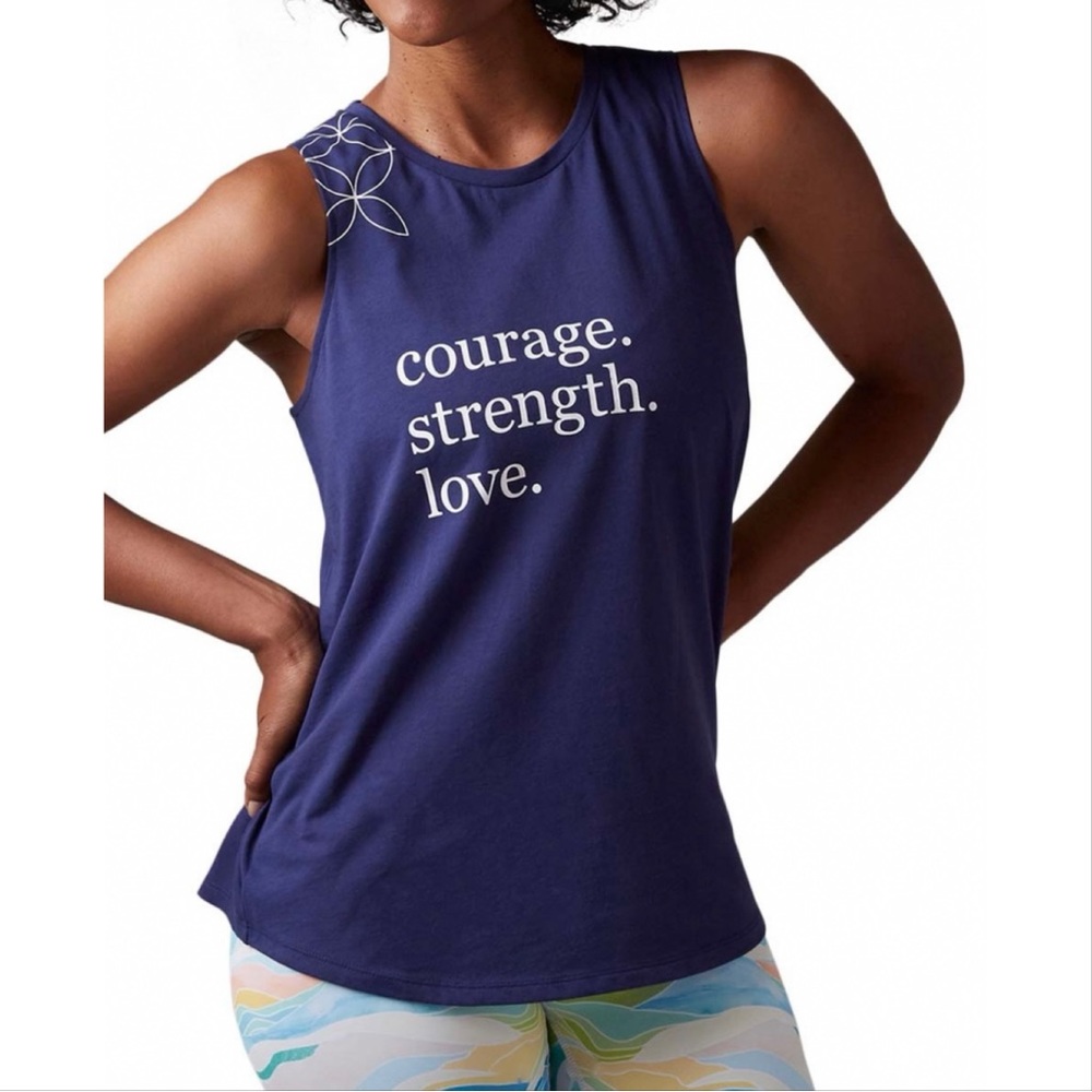 Erin Condren Sapphire Blue Geometric Courage Strength Love Tank
